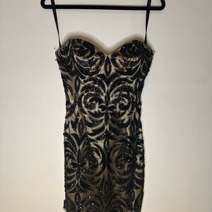 Beaded Black Strapless Dress
